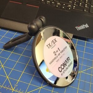 Conair Black 2-in-1 Magnifying Handheld or Tabletop Mirror New